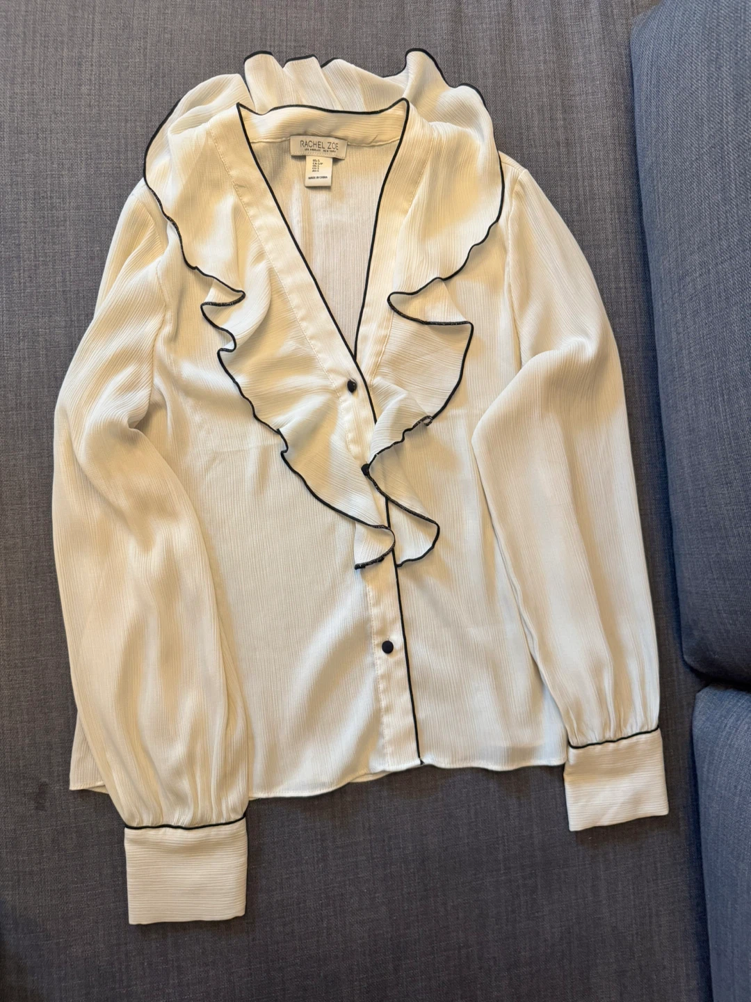 RACHEL ZOE White Ruffled Blouse
