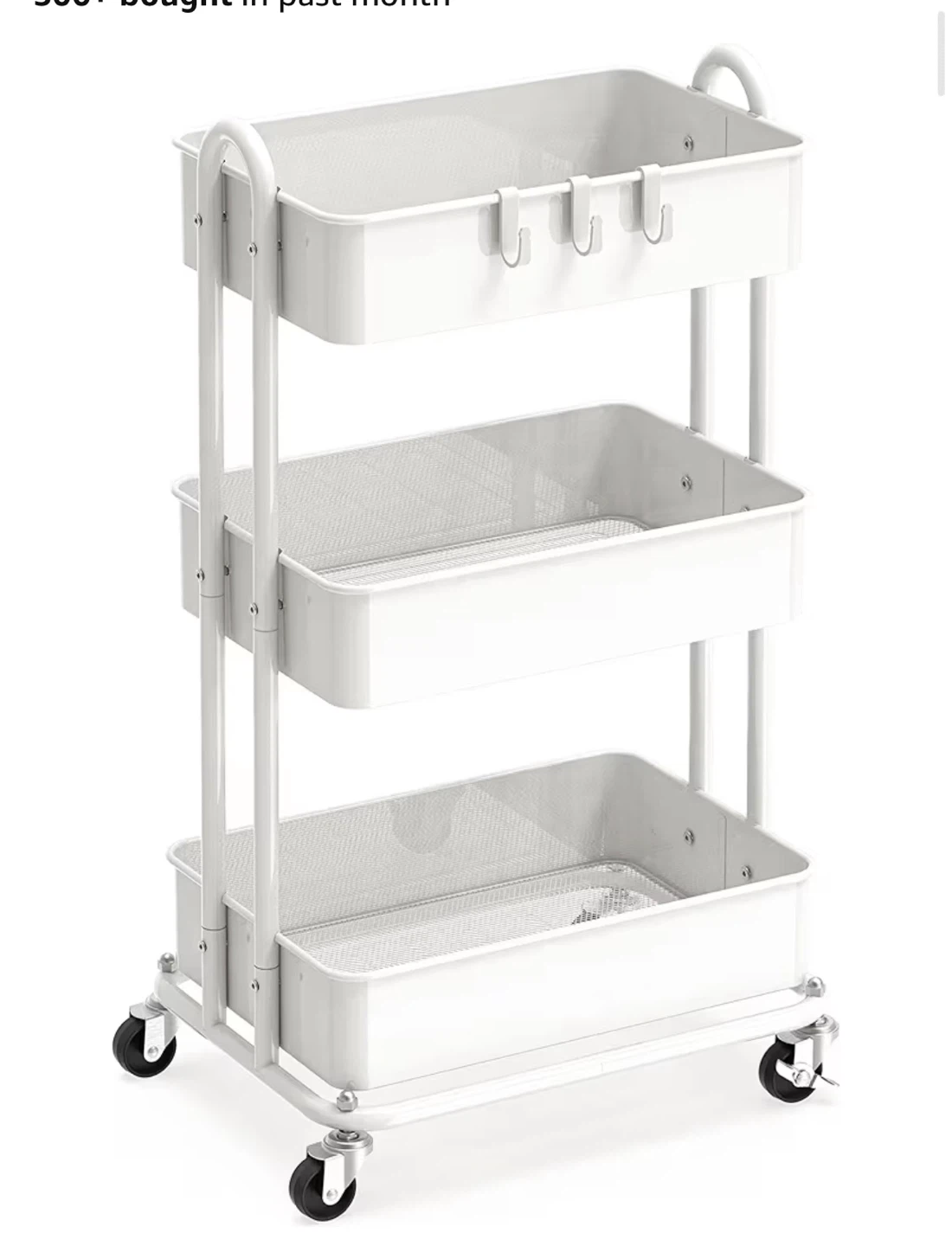 Black 3-Tier Rolling Cart