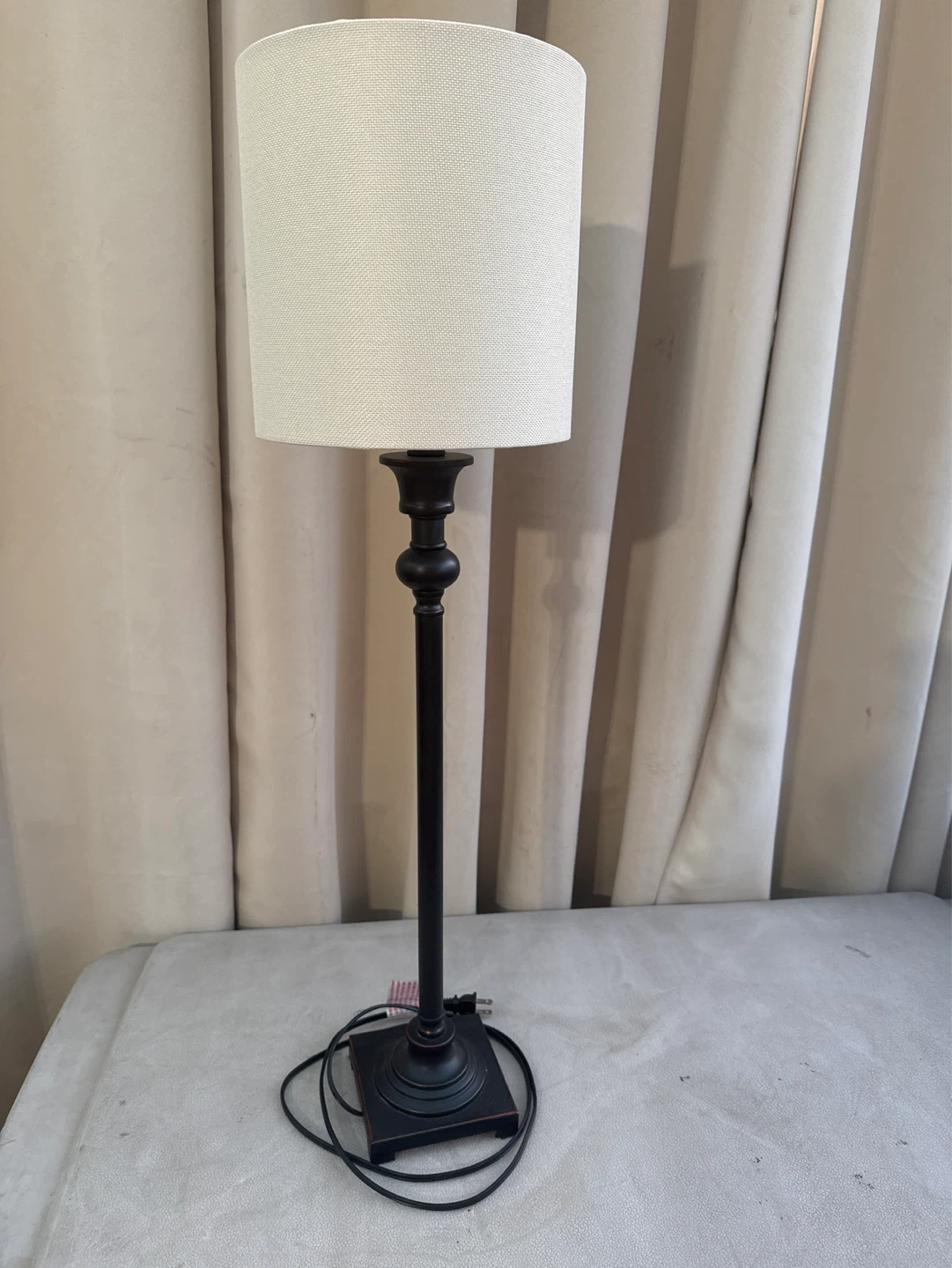 Table Lamp with White Drum Shade
