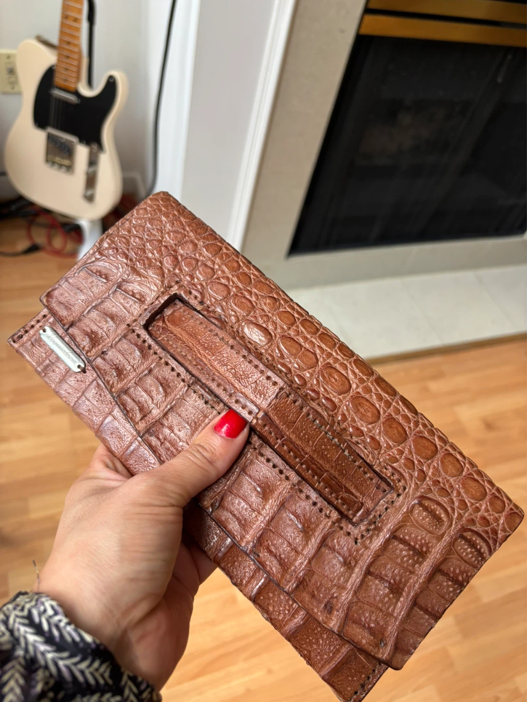 Brown Embossed Leather Clutch Wallet - photo 2