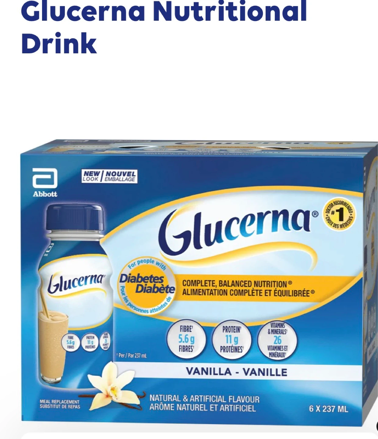 Glucerna Vanilla Nutritional Drink 24 x 237 mL