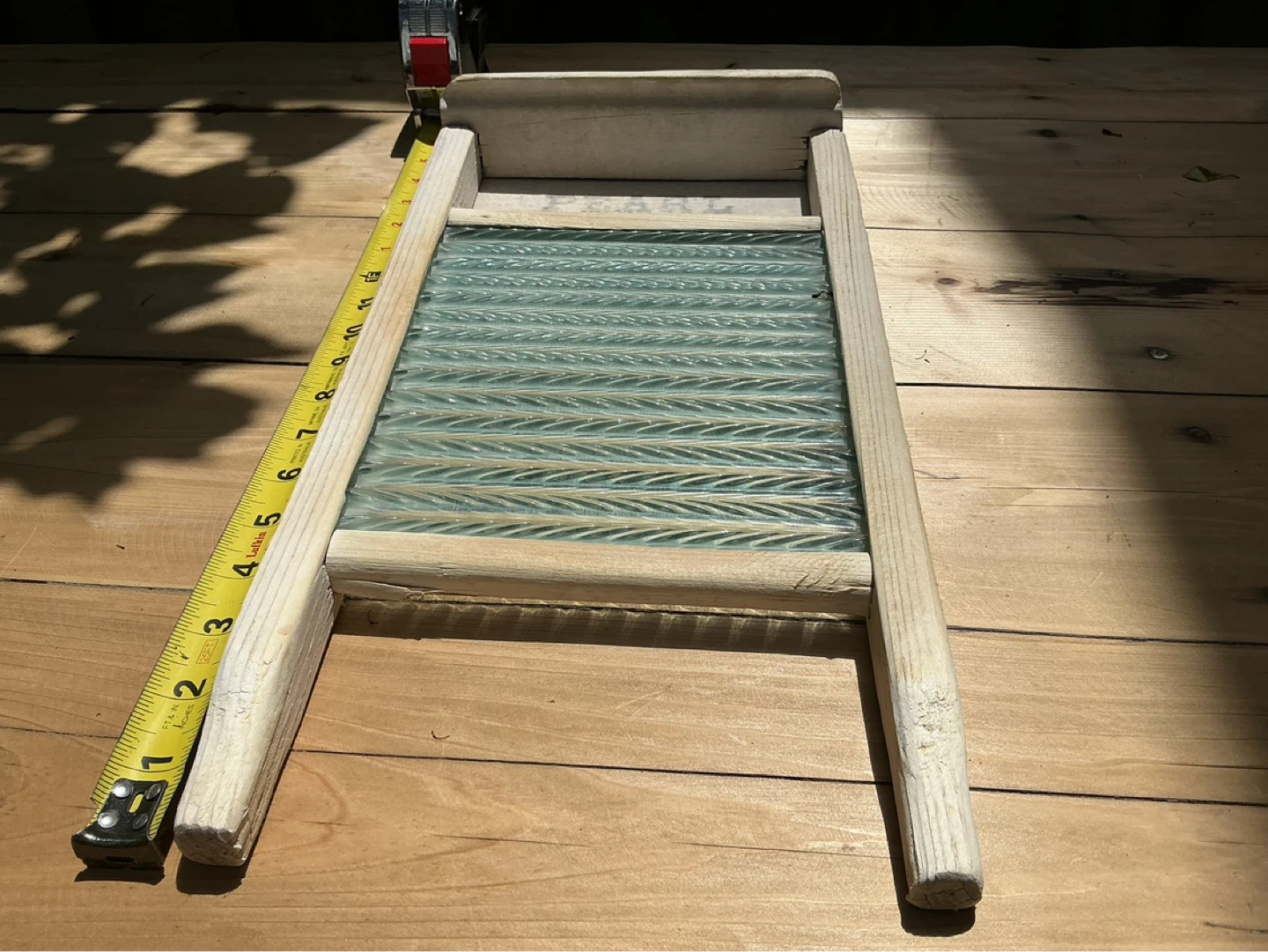 1930’s PEARL Canadian WOODENWARE Glass Scrubbing Washboard - photo 4