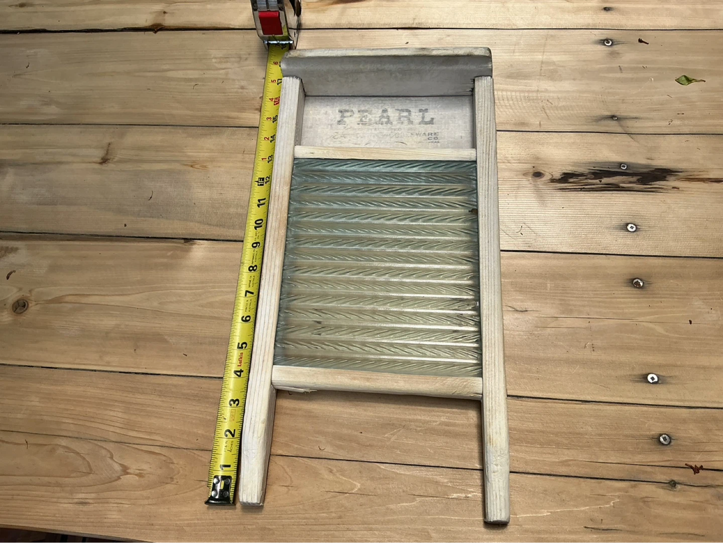 1930’s PEARL Canadian WOODENWARE Glass Scrubbing Washboard