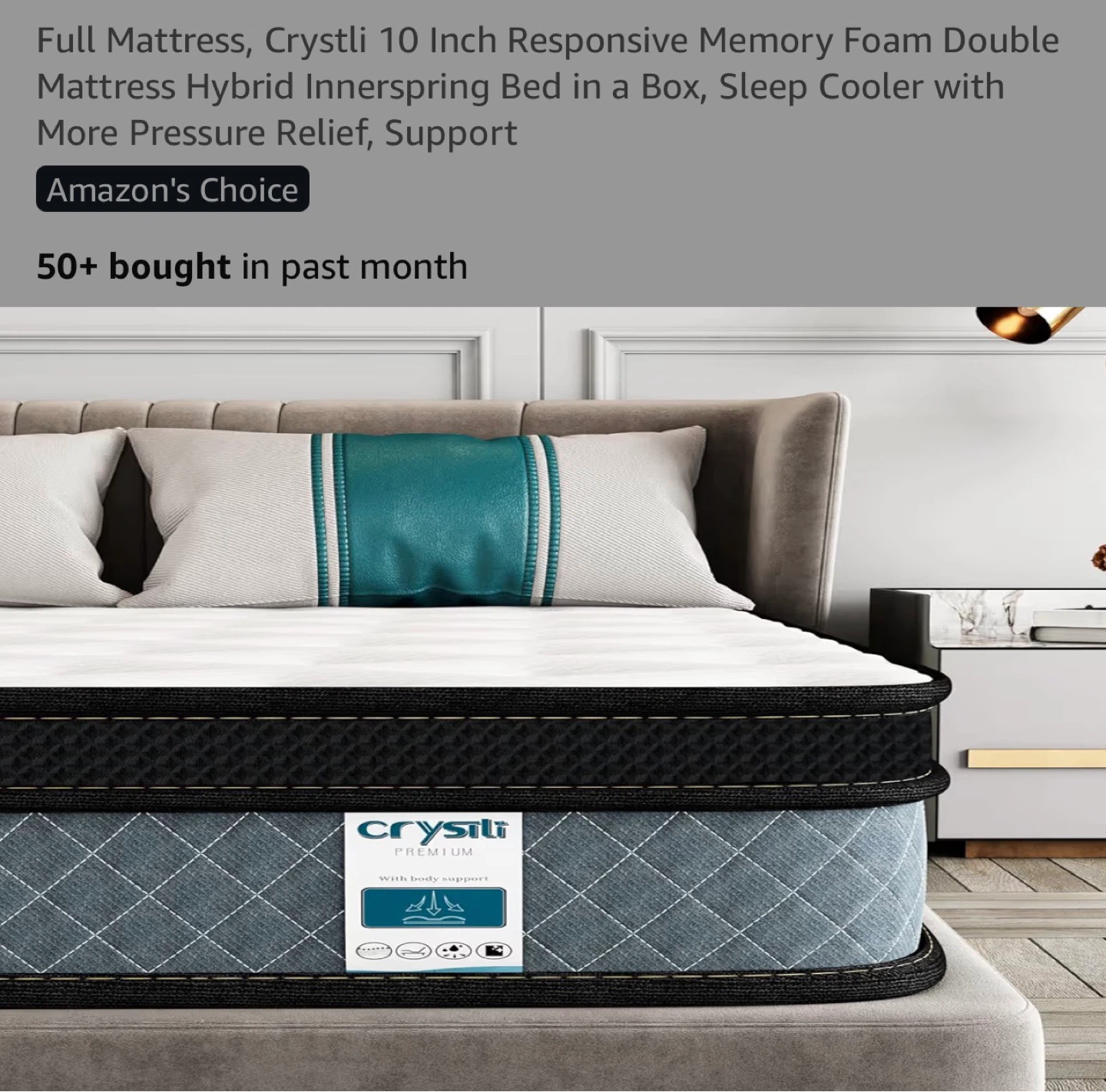 Crystli Double size Mattress, 10 Inch Responsive Memory Foam - photo 2