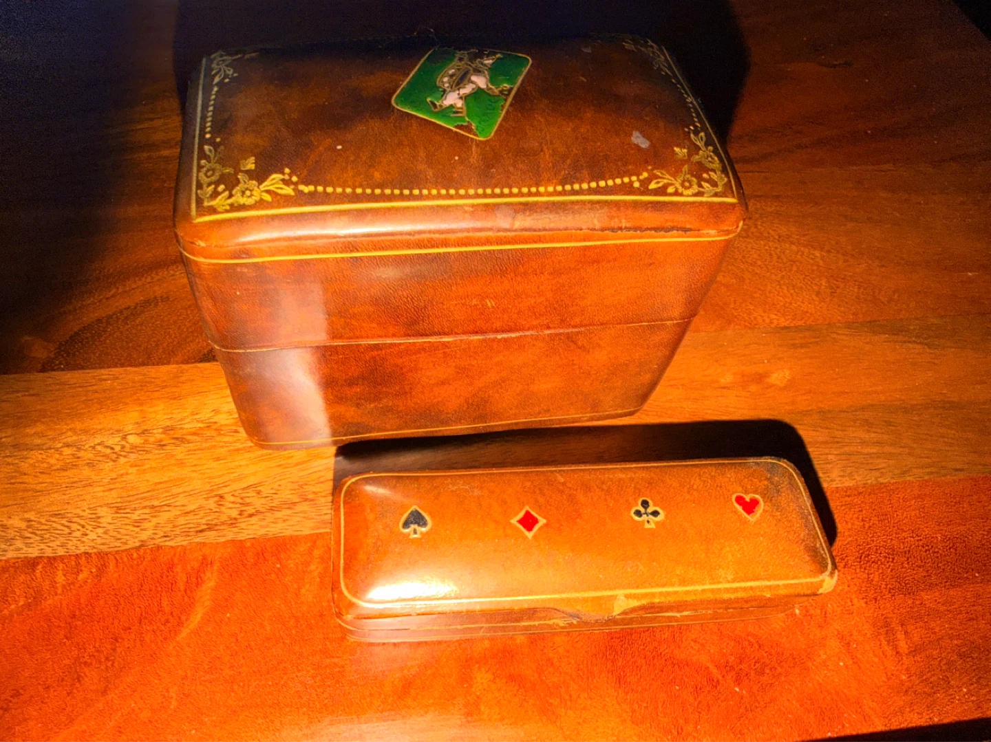 Genuine Leather Playing Card Box Set Made in Italy