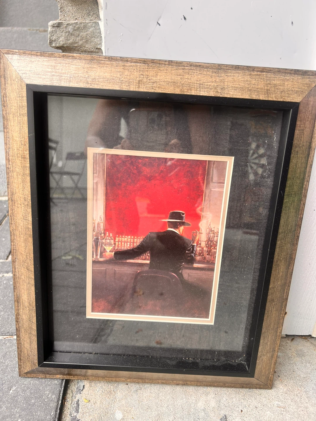 Framed Artwork - Man at Bar & Woman in Red Dress - photo 2