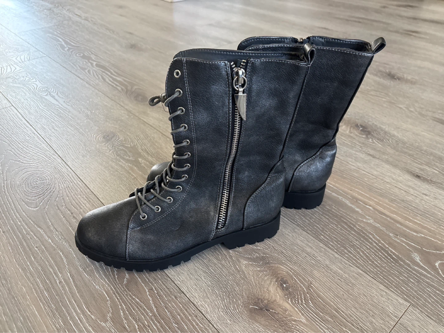 Seven7 Black Lace-Up Combat Boots - photo 3