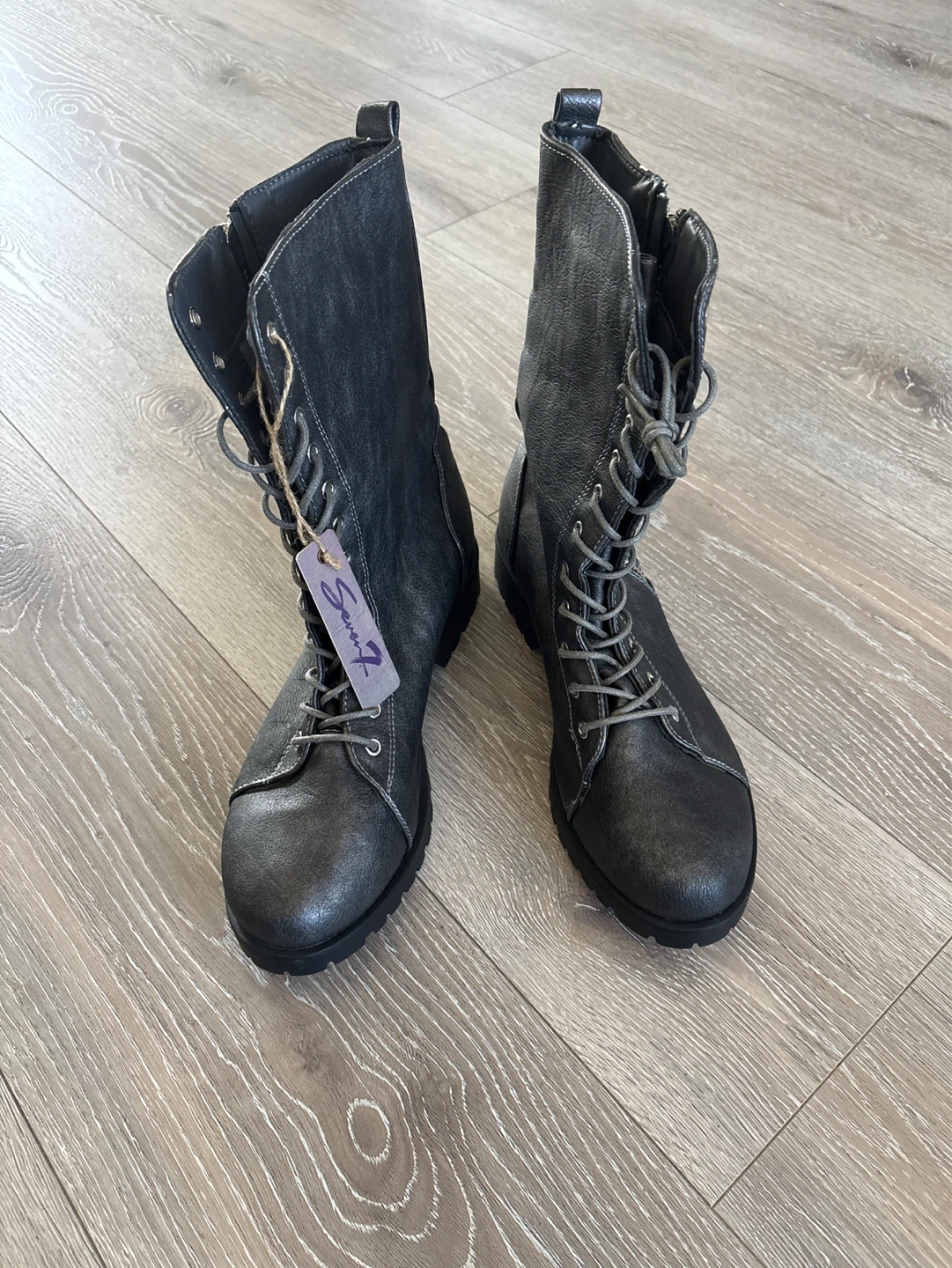 Seven7 Black Lace-Up Combat Boots - photo 4