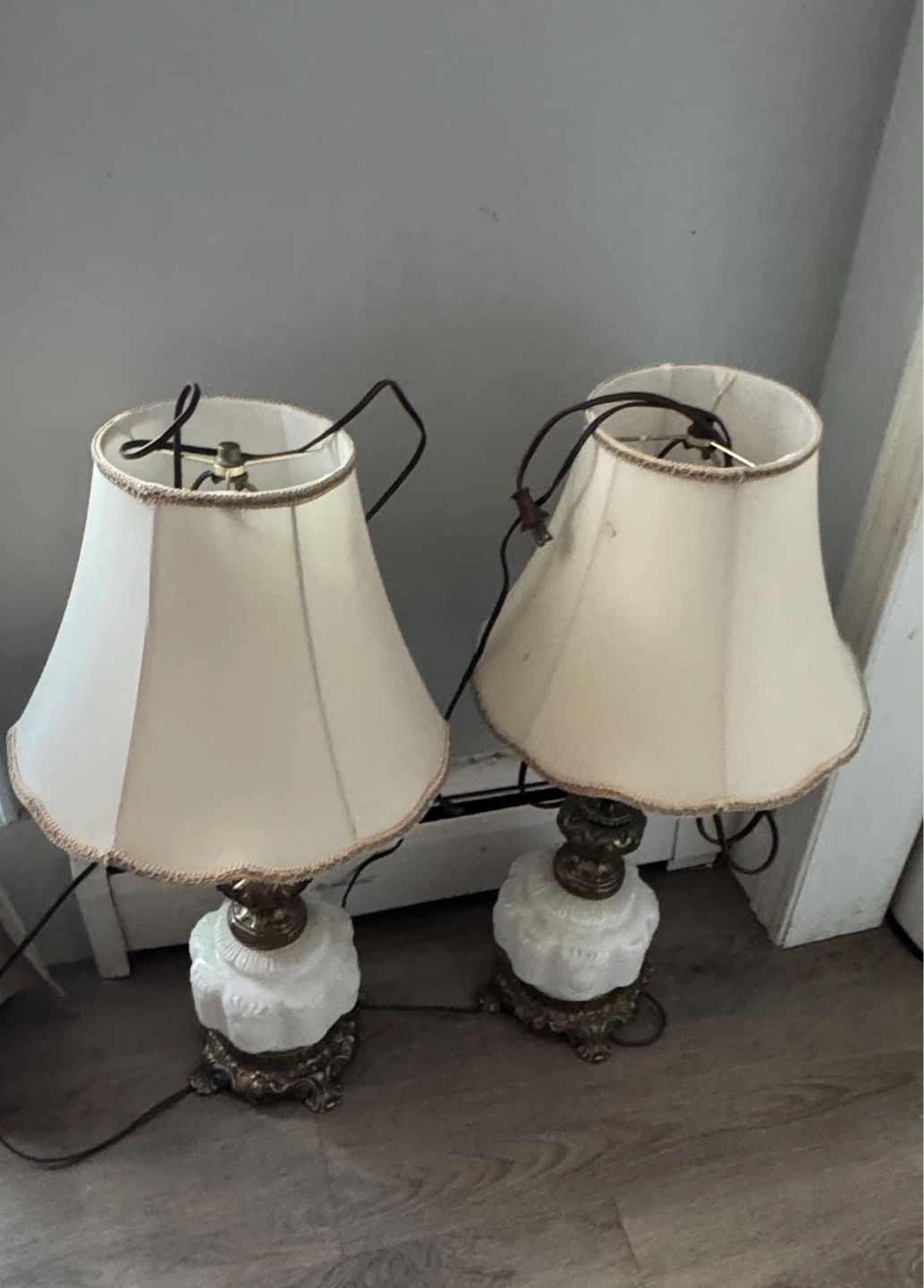 Vintage Pair of Cream Table Lamps