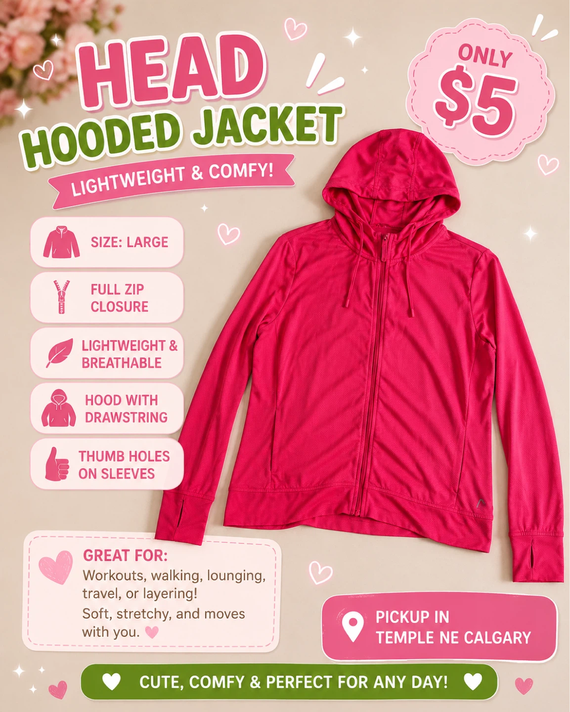 Large Lightweight Hooded Jacket (HEAD)