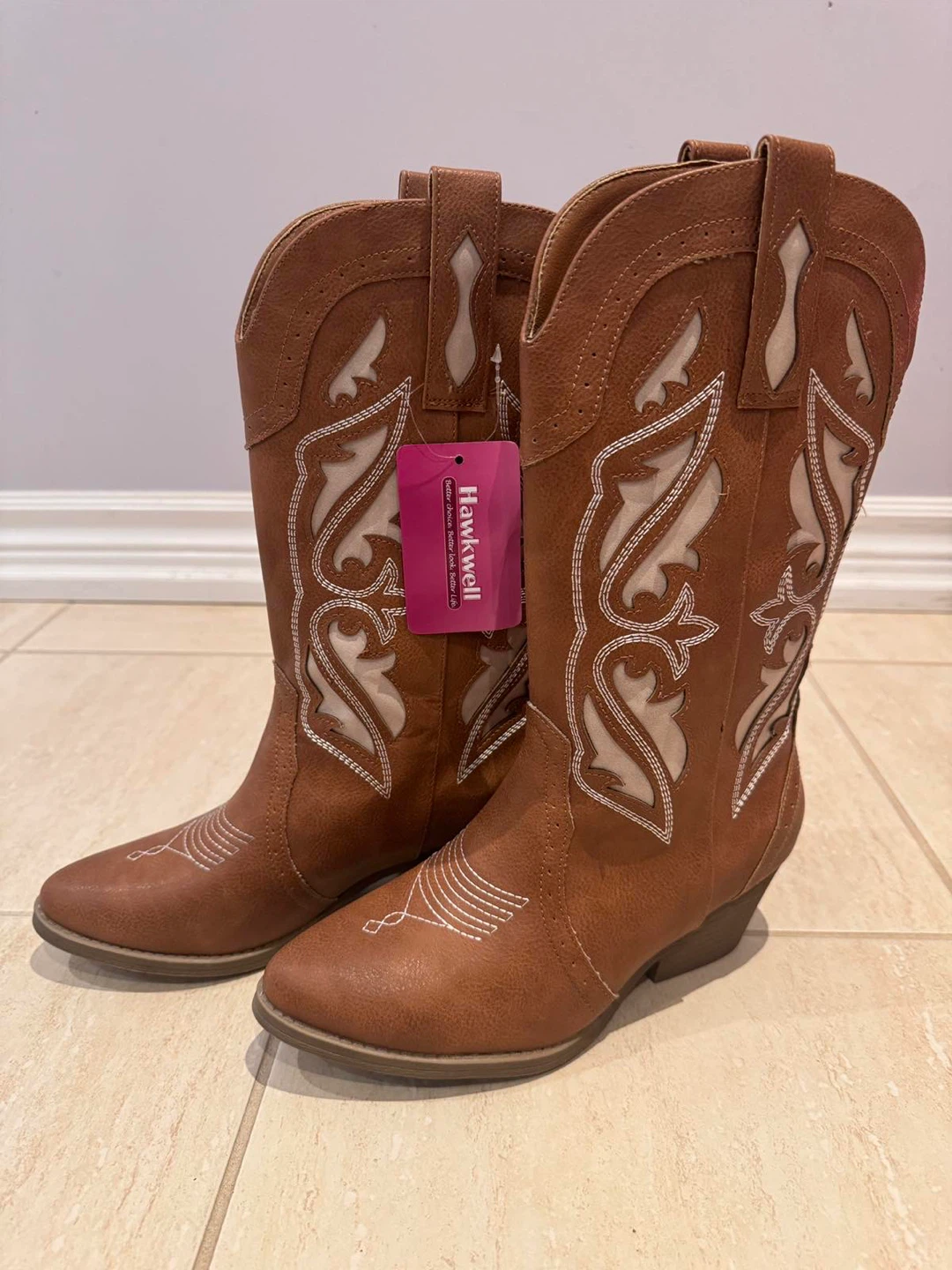 Hawkwell Brown Embroidered Cowgirl Boots