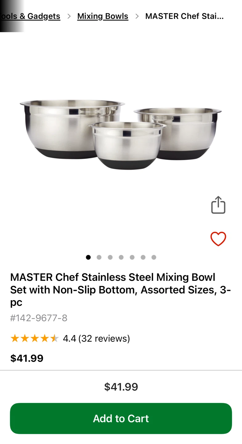 New MASTER Chef Stainless Steel Mixing Bowl Set, 3-pc - photo 2