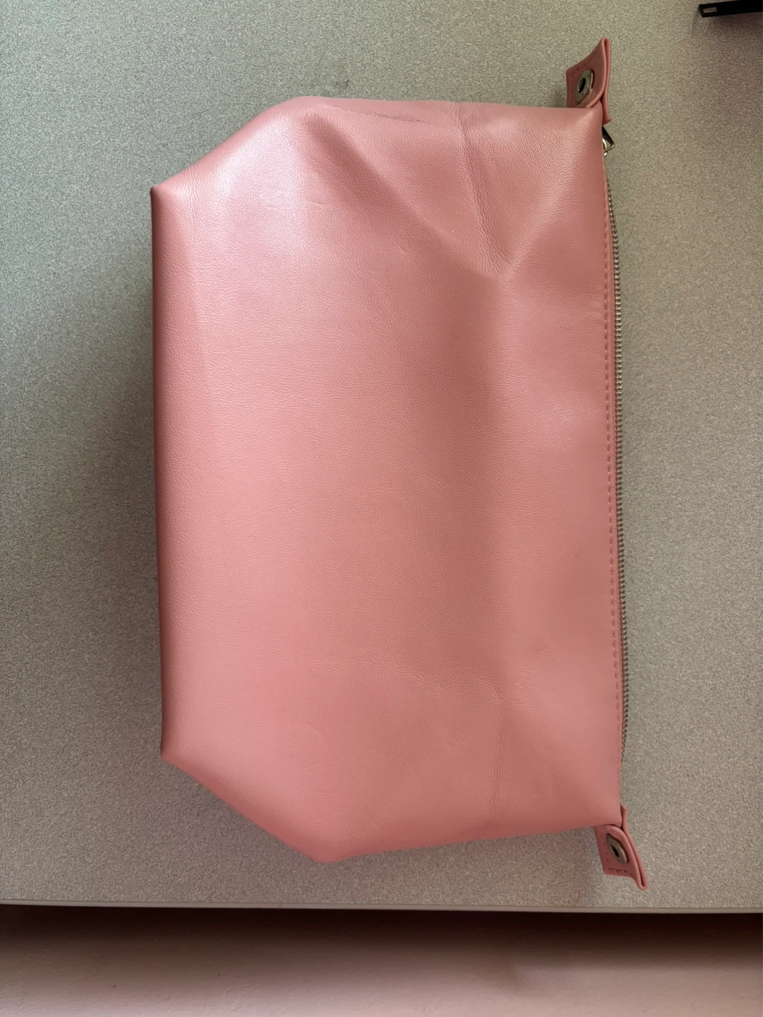 Pink Leather Cosmetic Bag