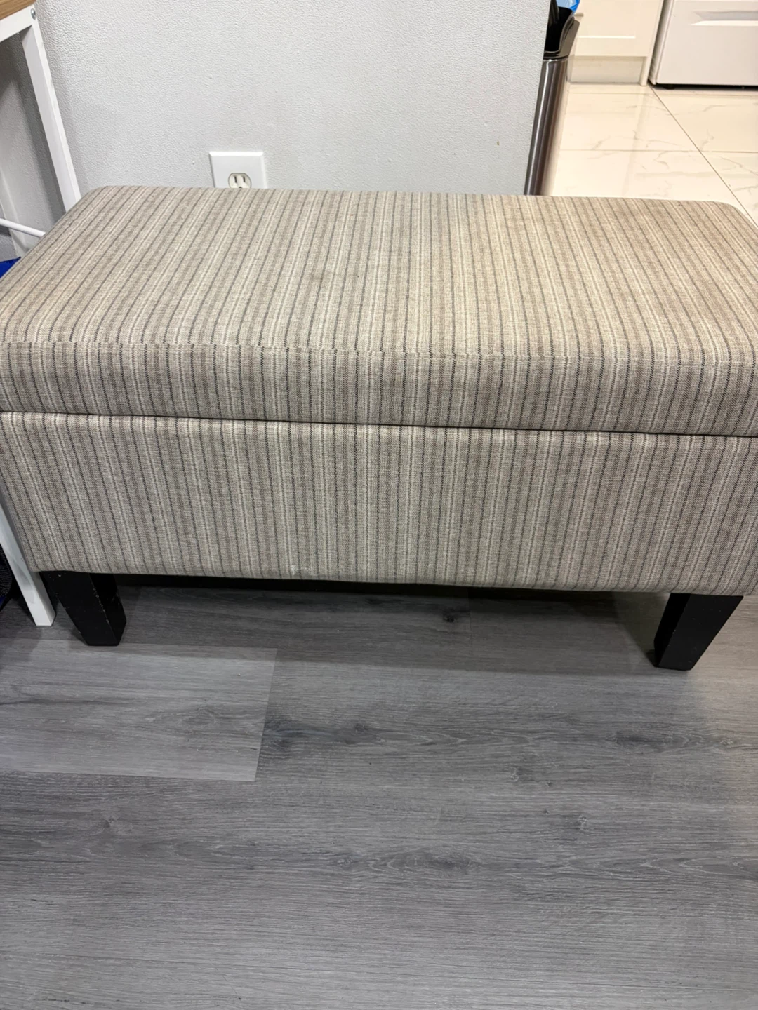 Striped Storage Ottoman Bench