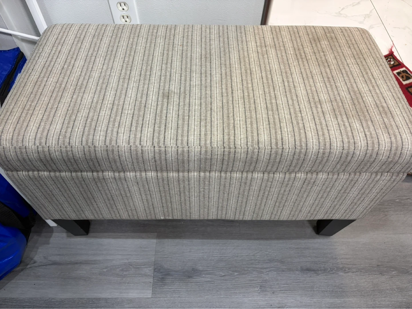 Striped Storage Ottoman Bench - photo 2