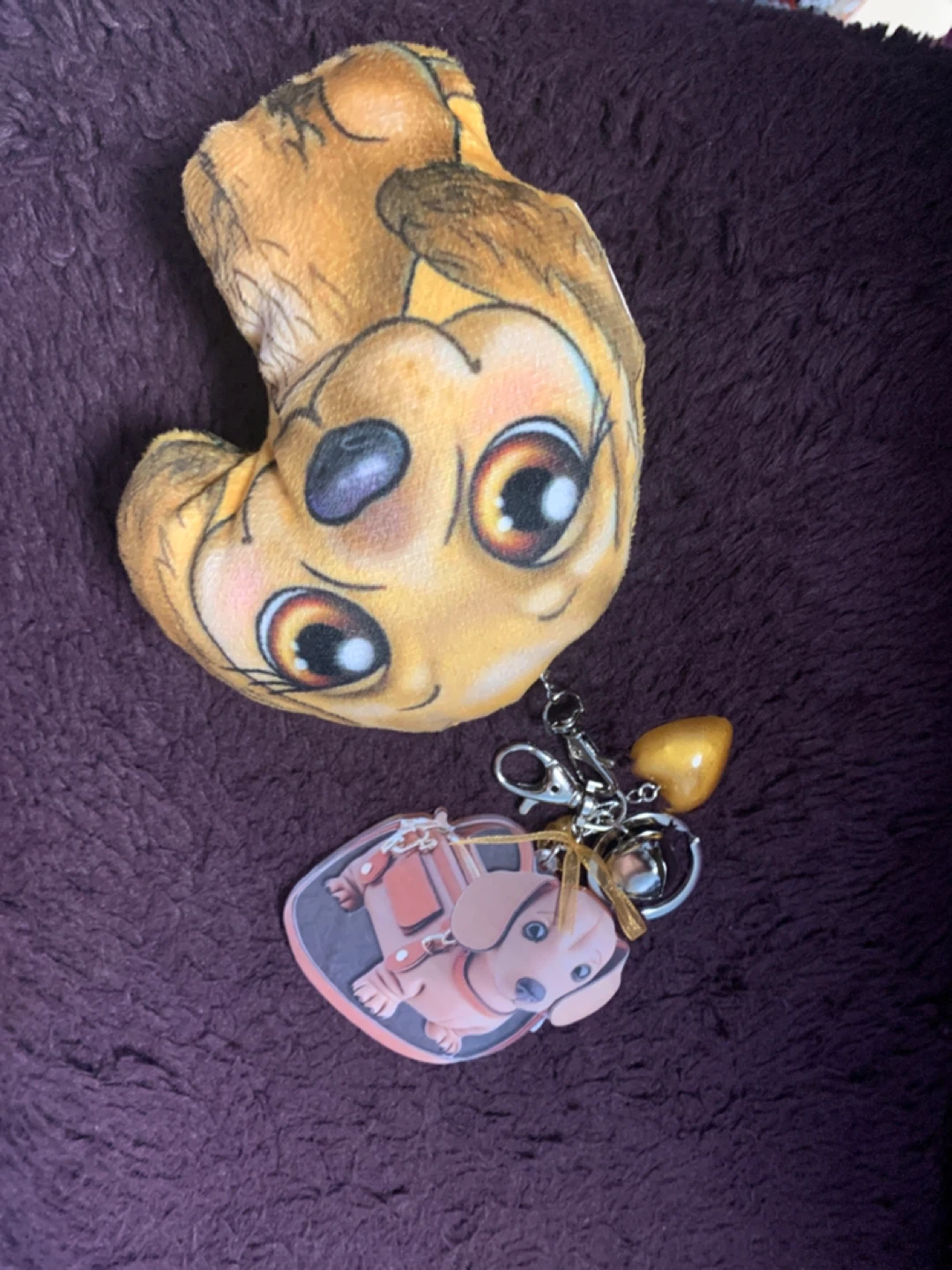 Plush Dog Keychain with Accessory