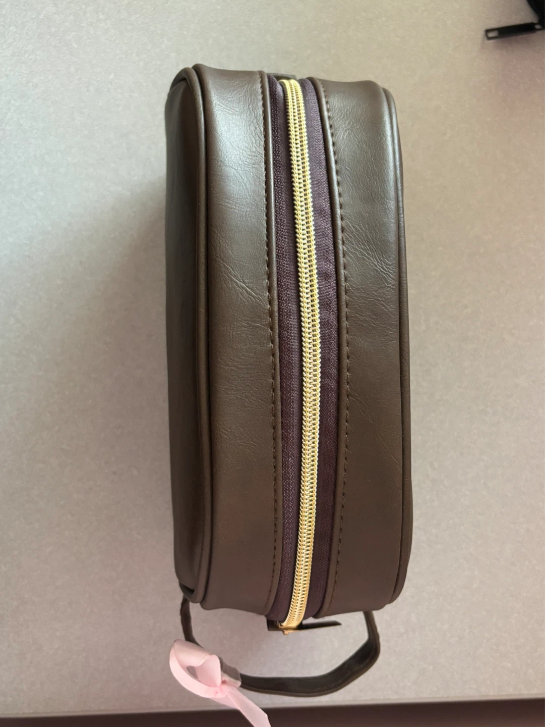 Brown Faux Leather Makeup Bag - photo 2