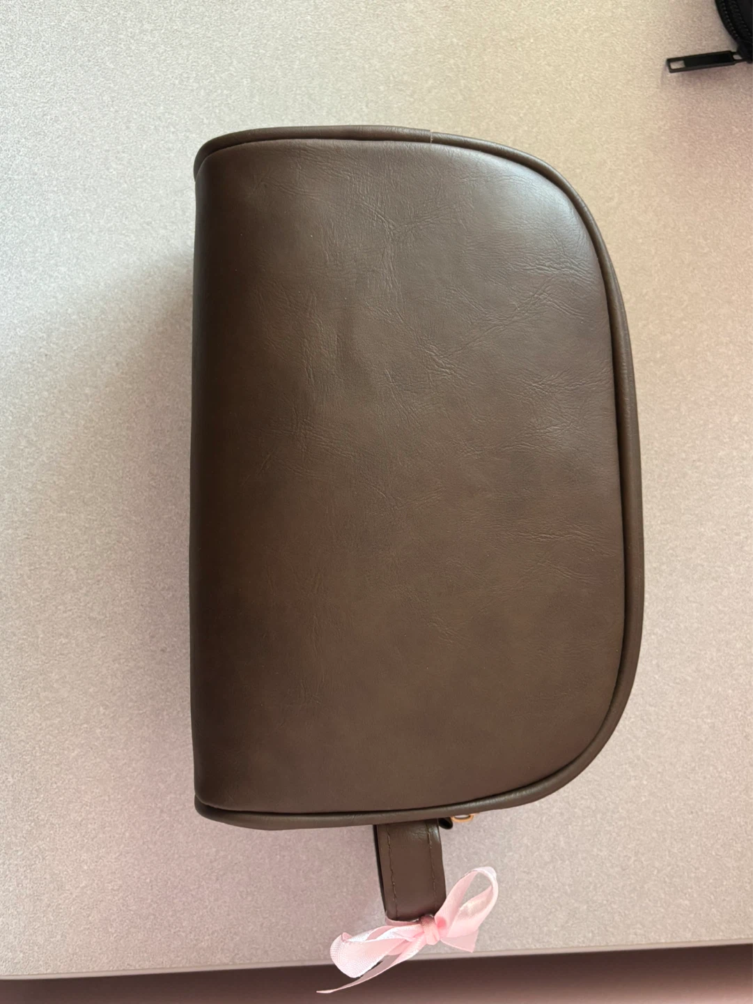 Brown Faux Leather Makeup Bag