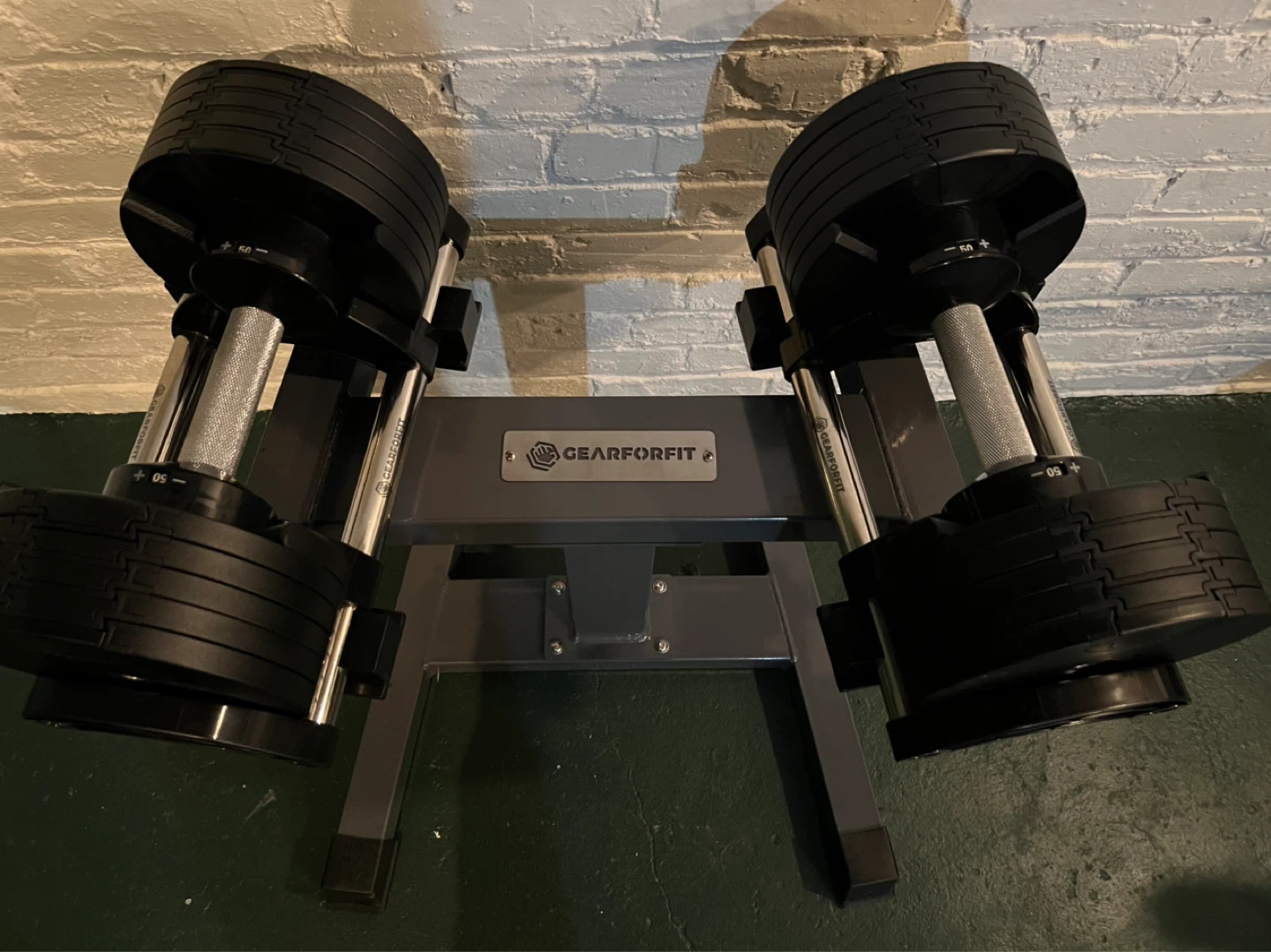 *USED ONCE* 50lb Adjustable Dumbbells and Stand - photo 2