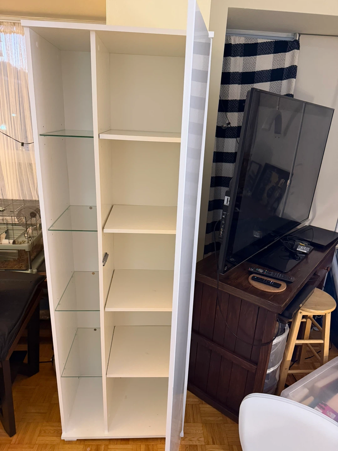 Premium White Tall Cabinet with Glass Shelves - photo 2