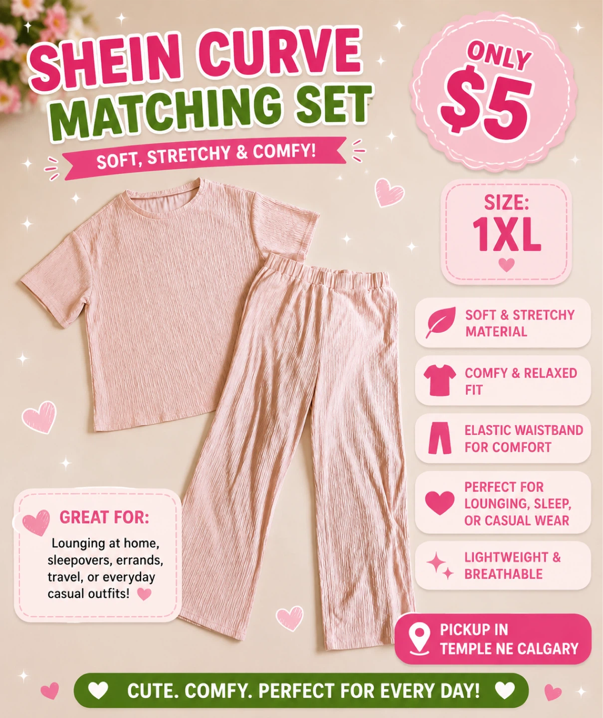 1XL SHEIN Curve Matching Set $5