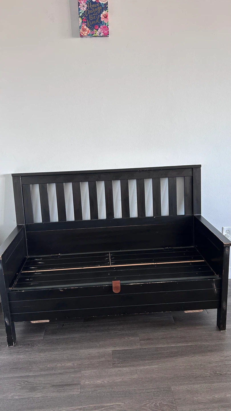 Black Storage Bench with Backrest