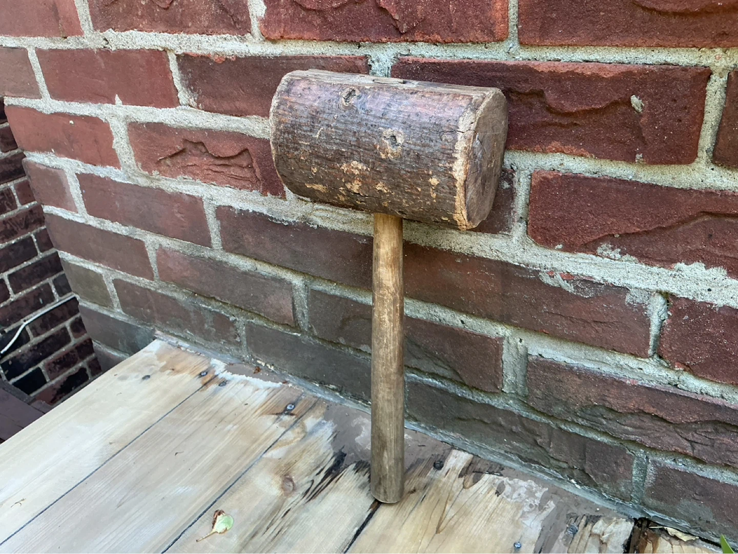 Antique Rustic Wood Mallet !