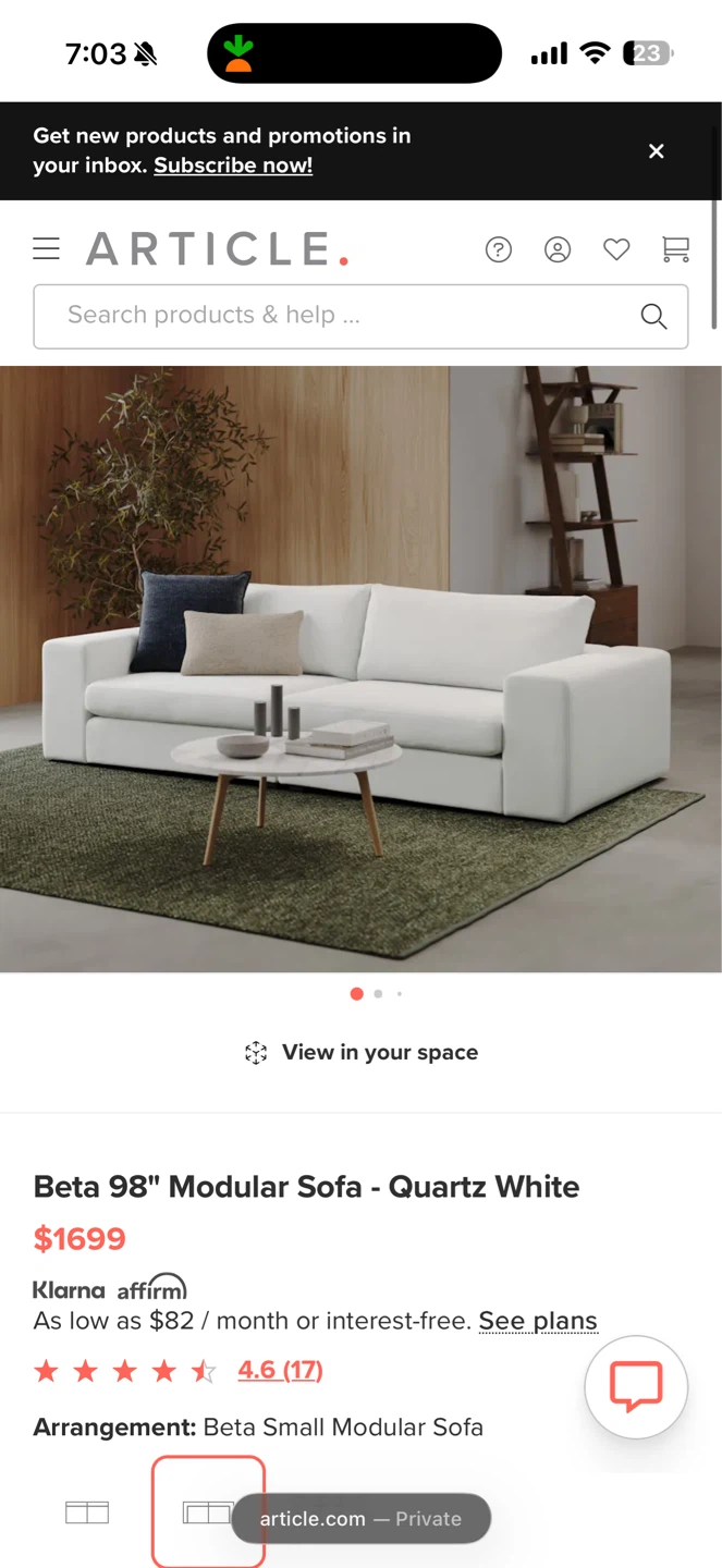 White Sectional - photo 2