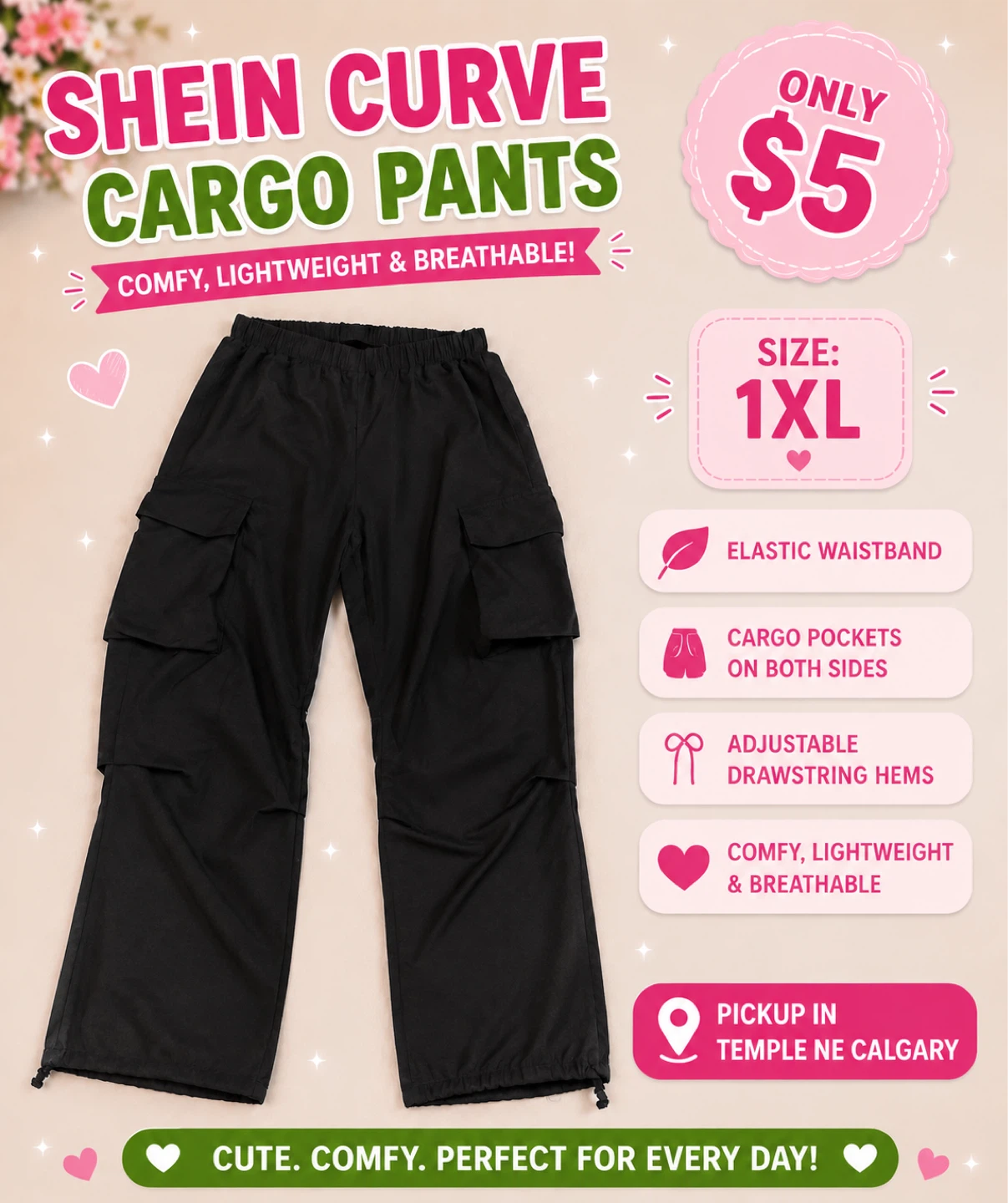 1XL SHEIN Curve Cargo Pants
