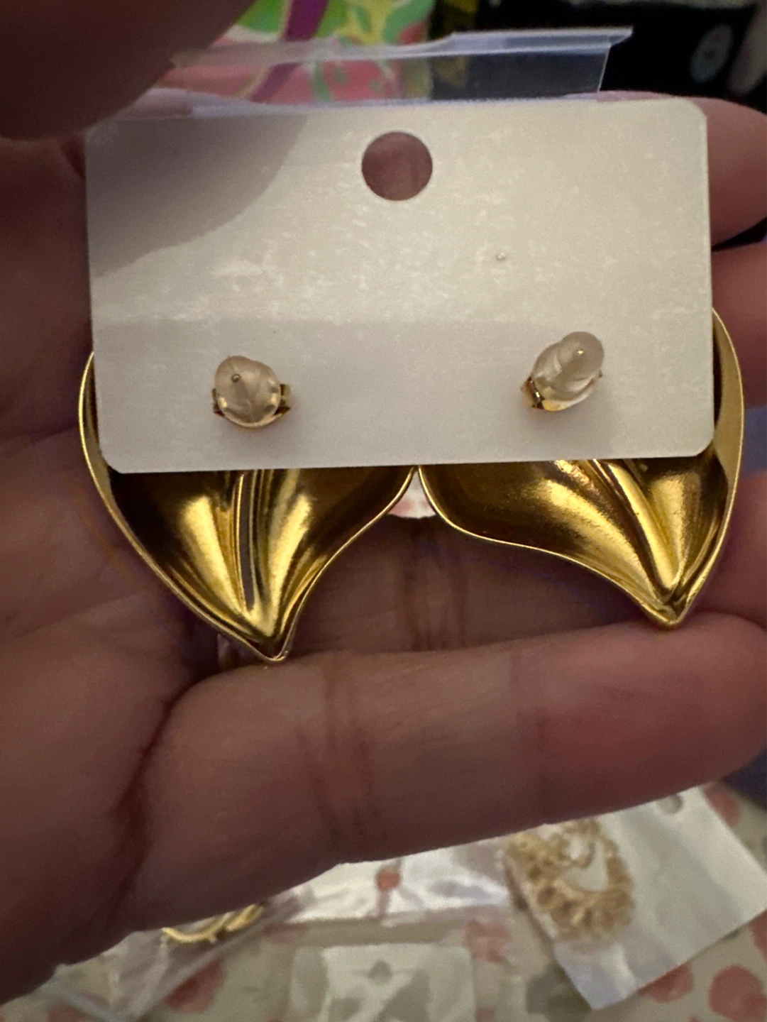 Heart Shaped Purple & Gold Earrings - photo 2