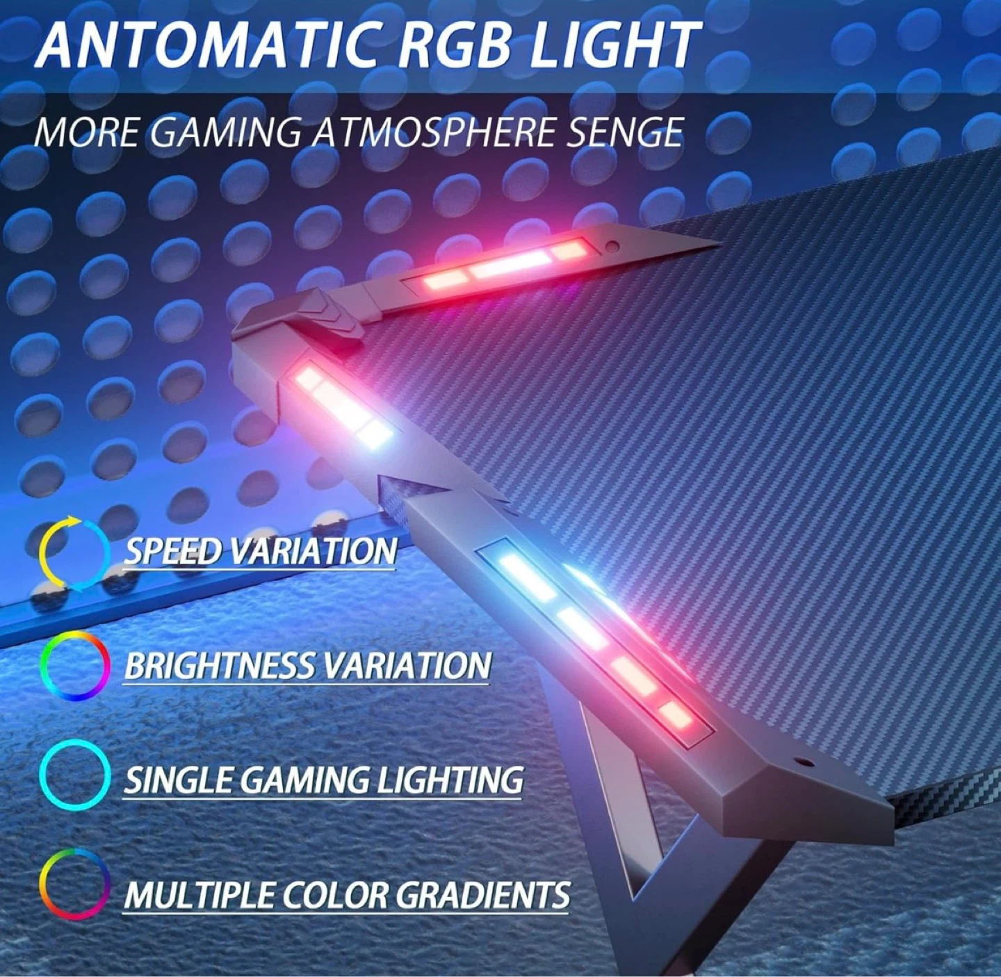 Gaming Desk with RGB Lights and 100kg Capacity - photo 3