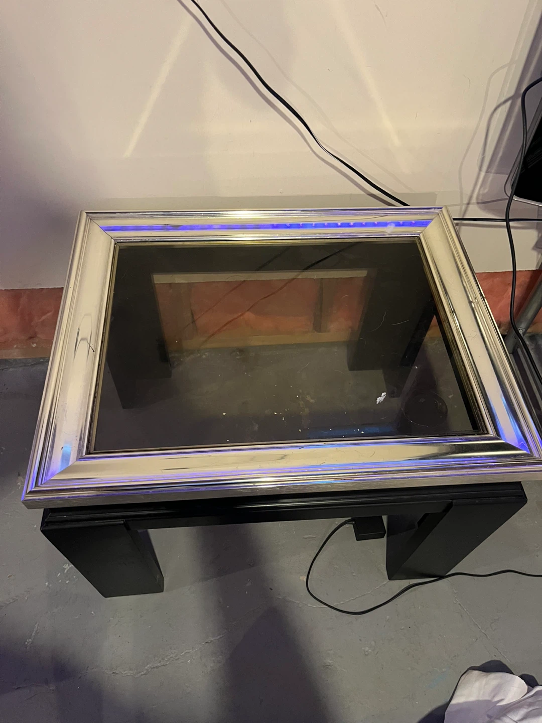 2 Black Coffee Table with Mirrored Top