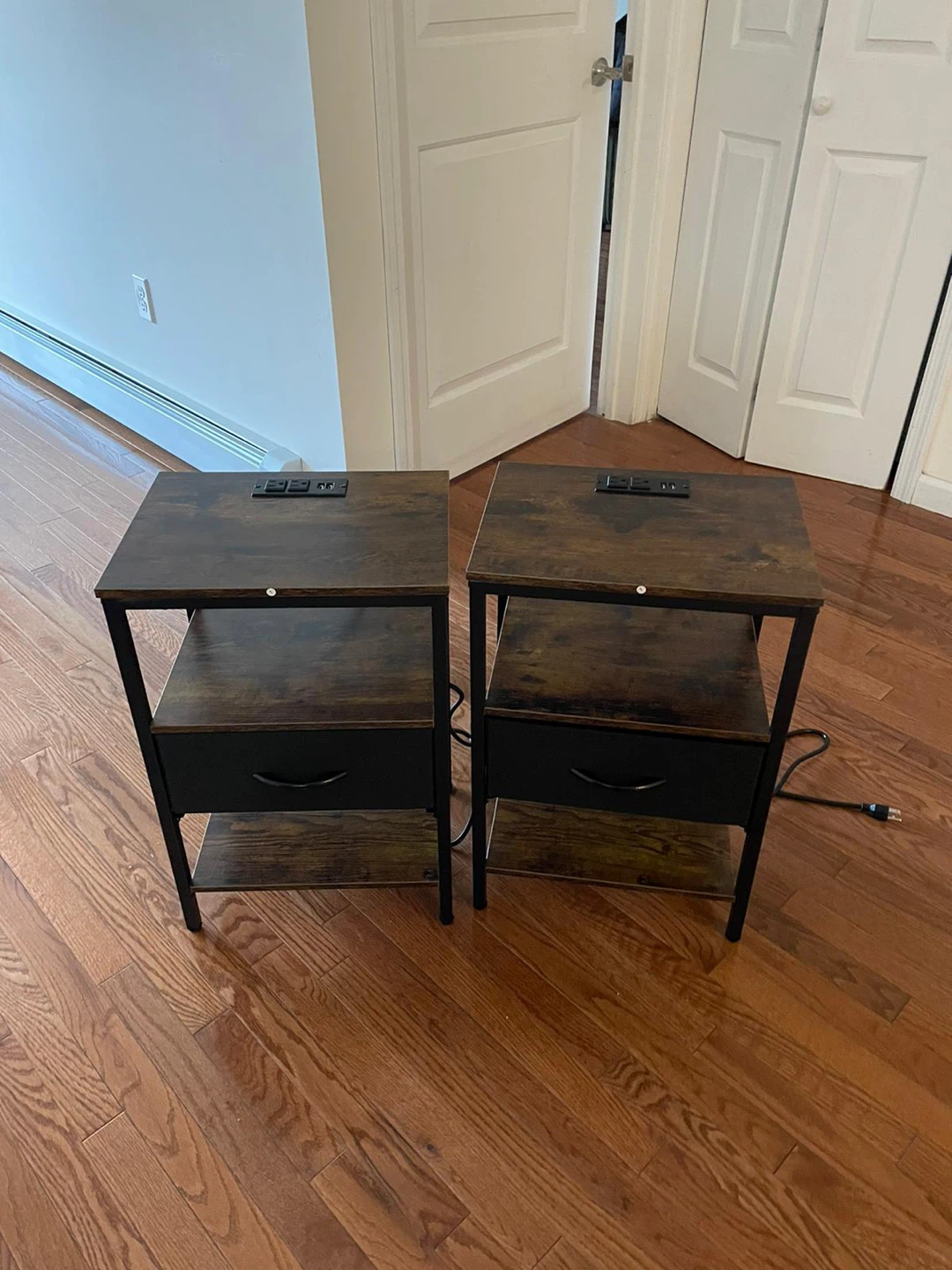 Set of 2 Nightstands with Charging Station