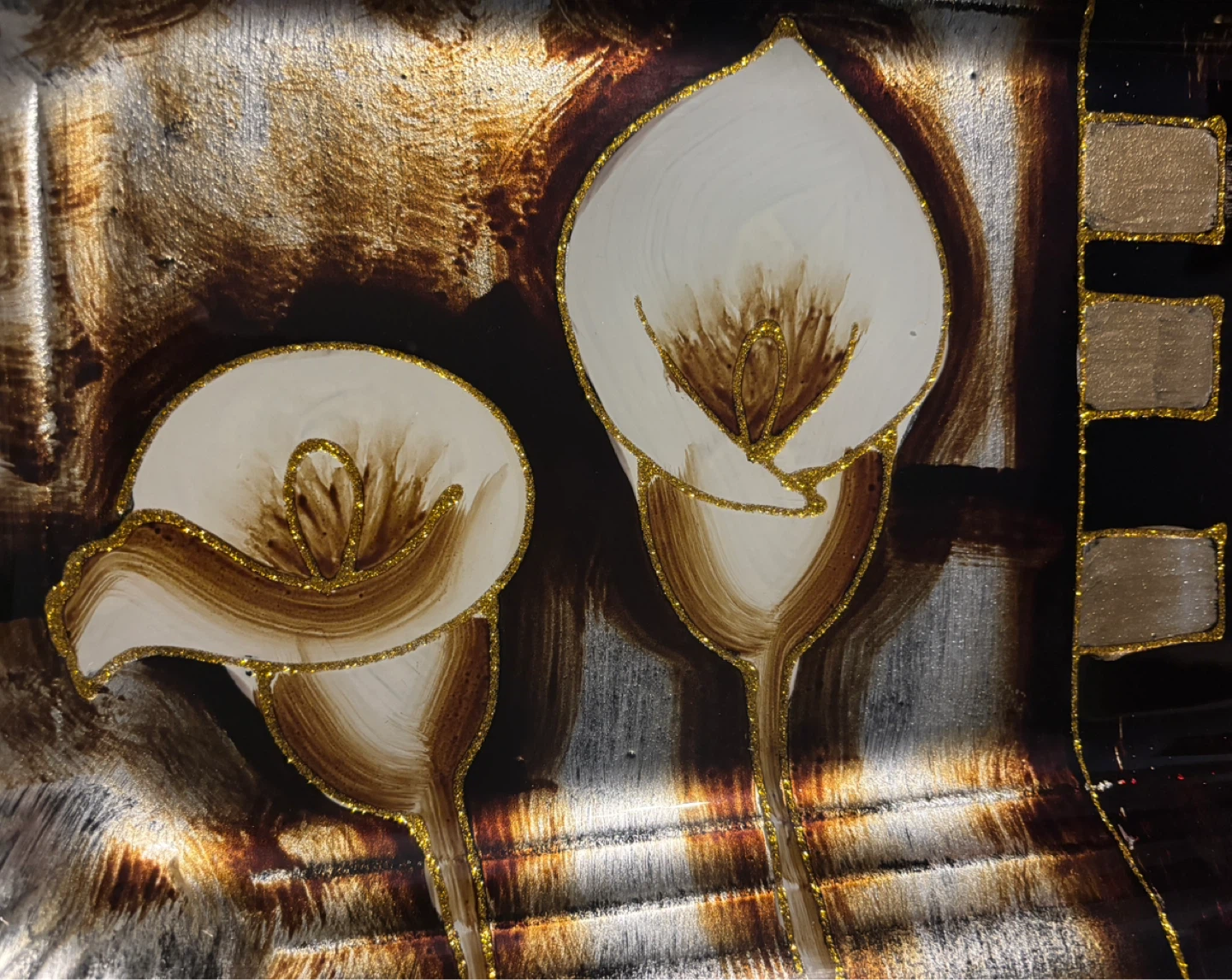 Beautiful Decorative Glass Tray with Calla Lily Design - photo 4