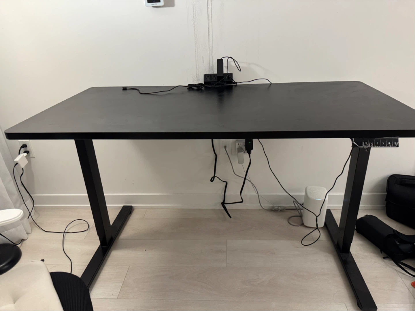 Black Standing Desk with Power Strip