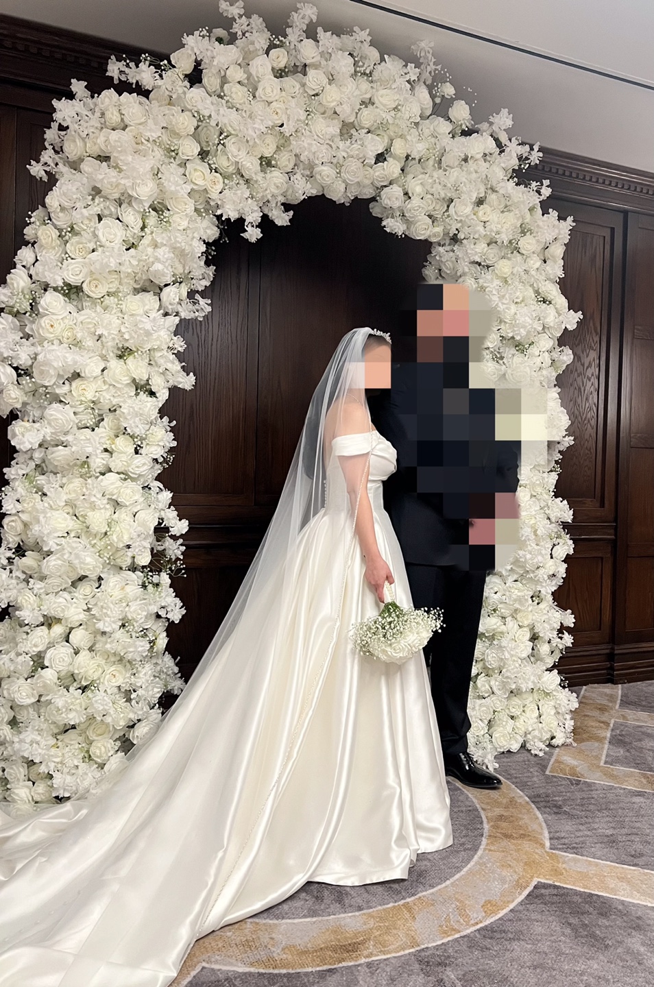 Stunning Off-The-Shoulder Satin Wedding Gown - photo 2