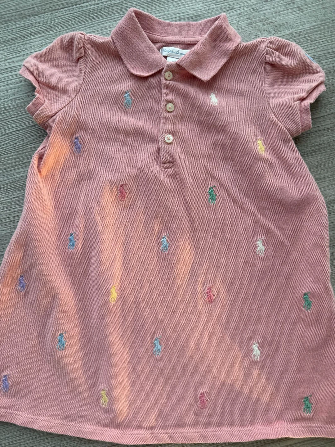 Ralph Lauren Baby Girls Pink Polo Dress with Bloomer - 24M - photo 2