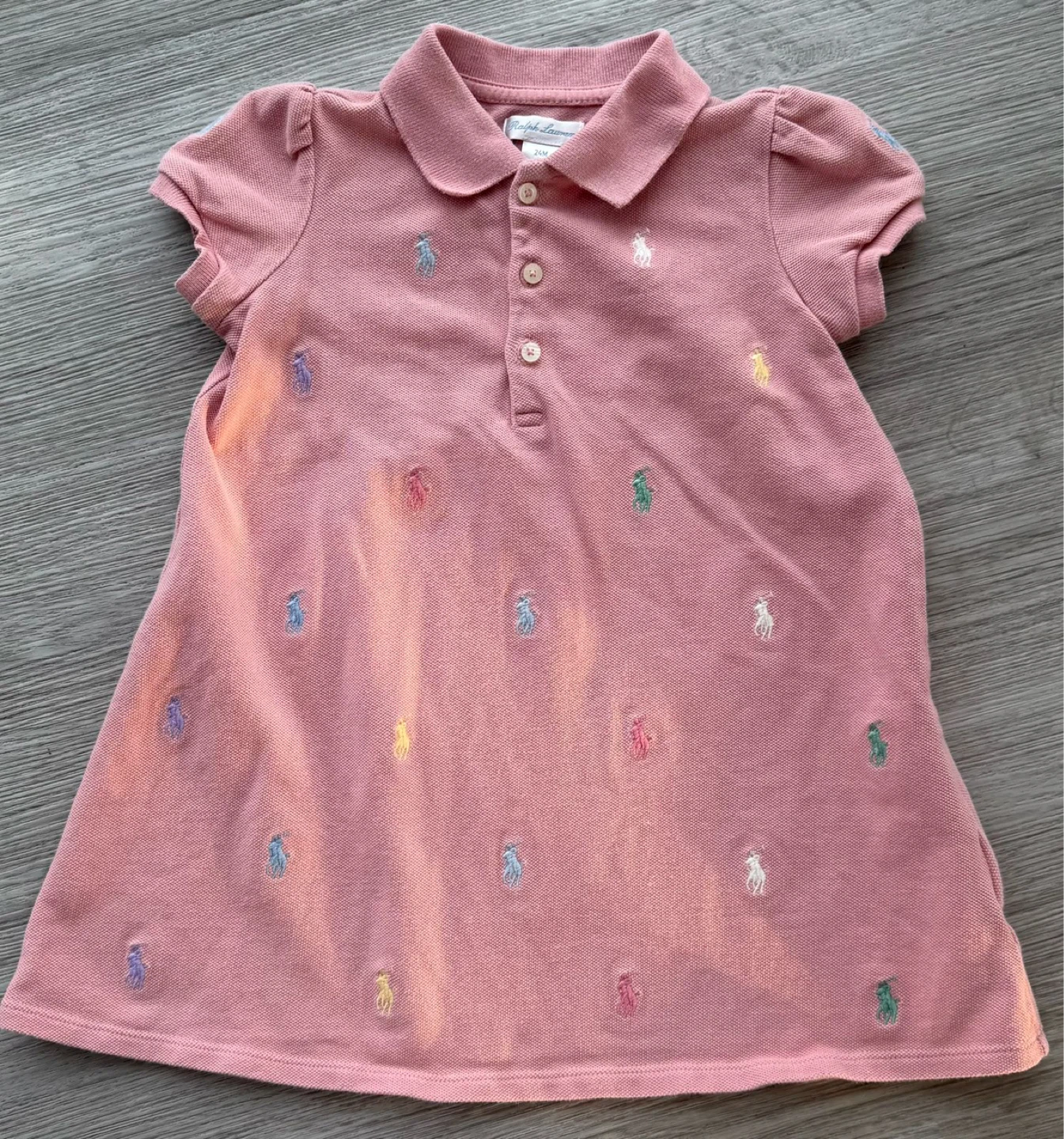 Ralph Lauren Baby Girls Pink Polo Dress with Bloomer - 24M