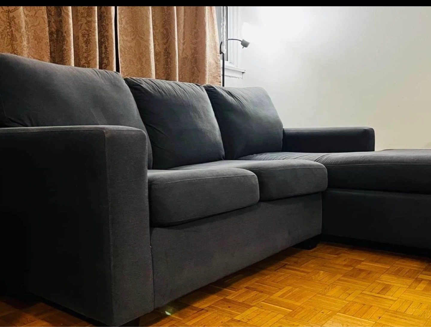 Dark Grey Sectional Sofa with Chaise - photo 2