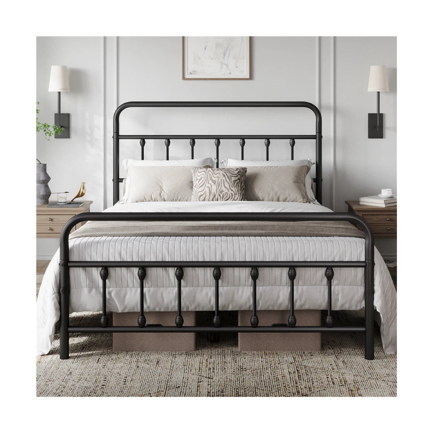 Black Metal double Bed Frame - photo 4