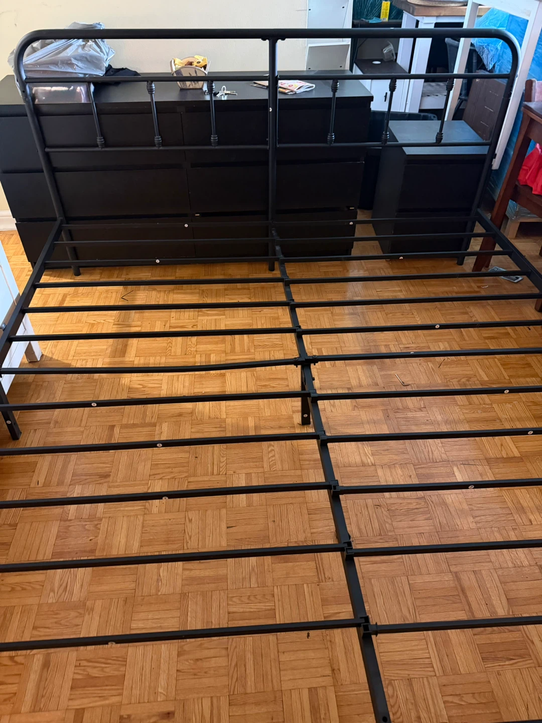 Black Metal double Bed Frame - photo 2