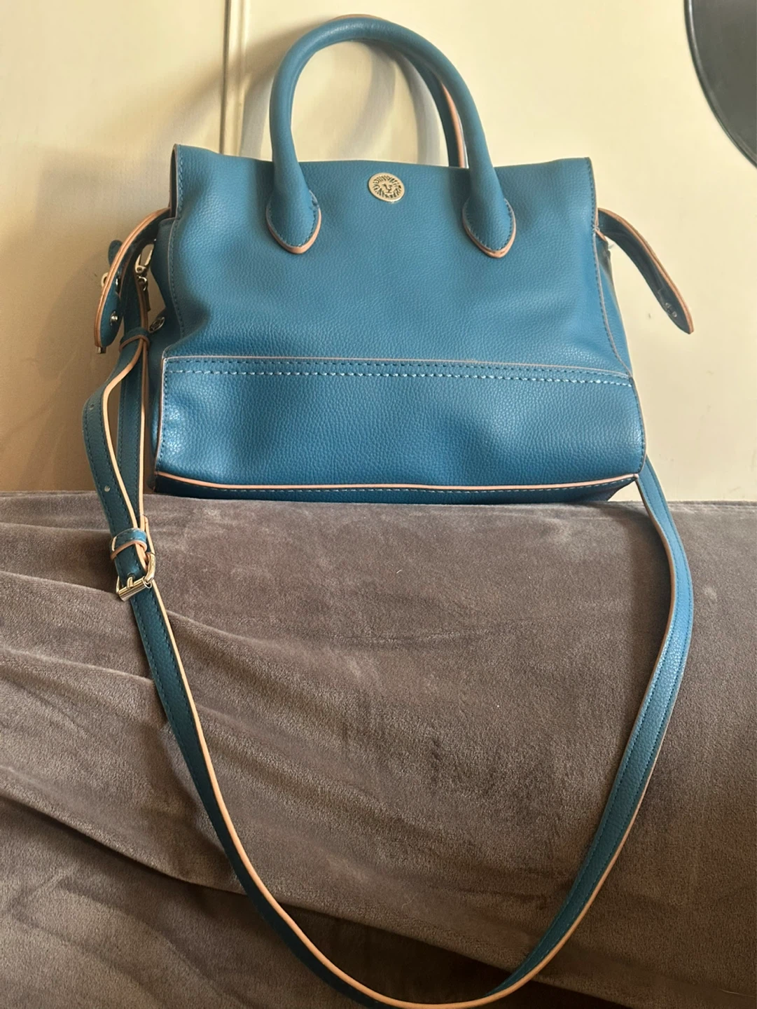 Anne Klein Blue textured Satchel