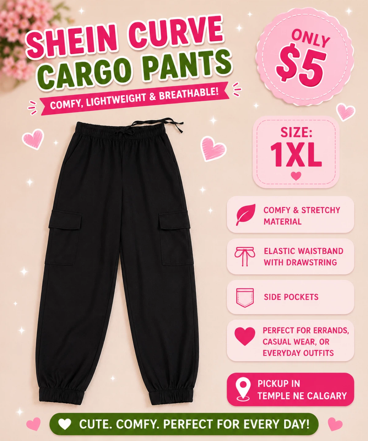 1XL SHEIN Curve Cargo Pants $5