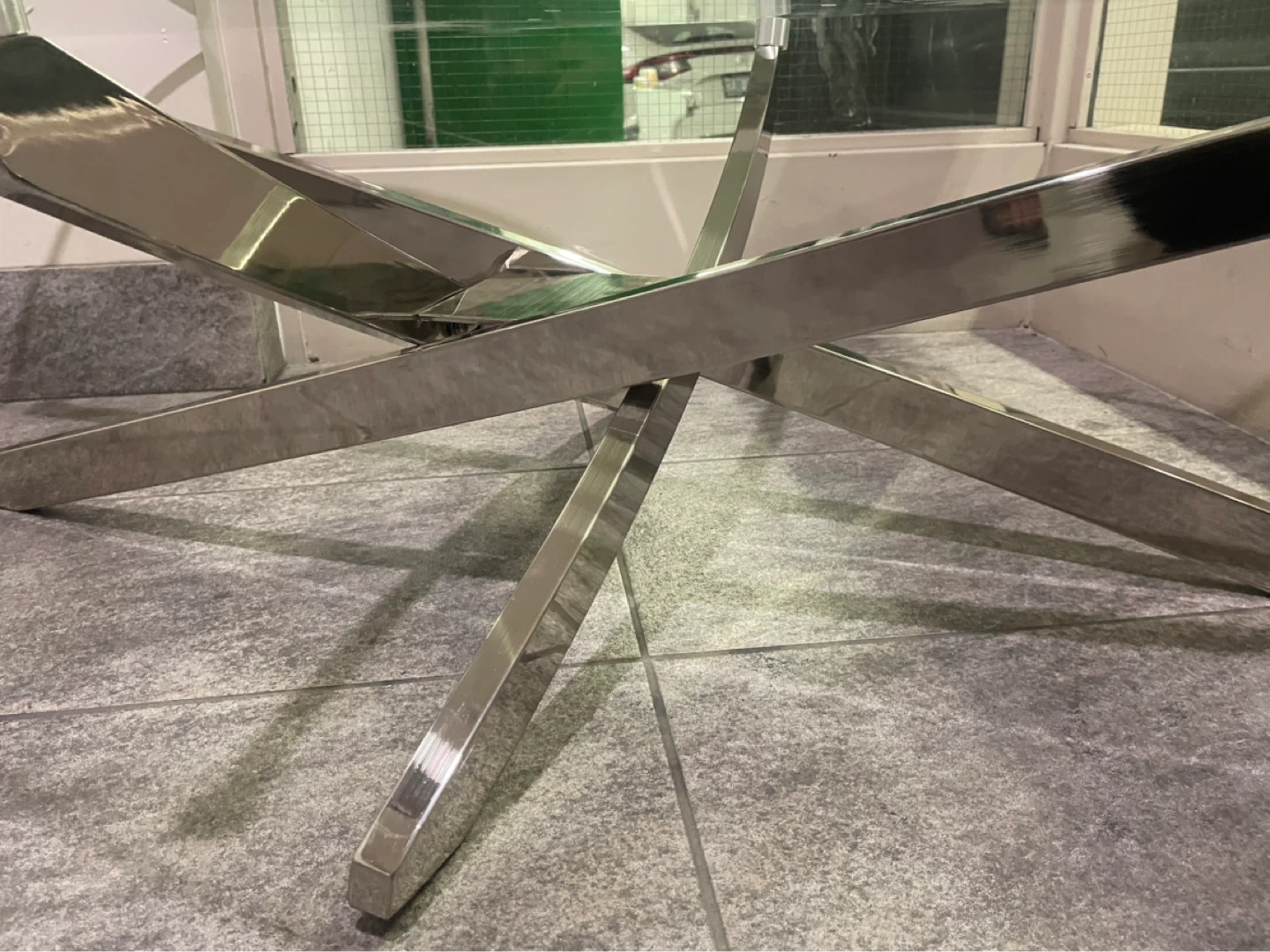 Oval Glass Coffee Table with Chrome Base - photo 4