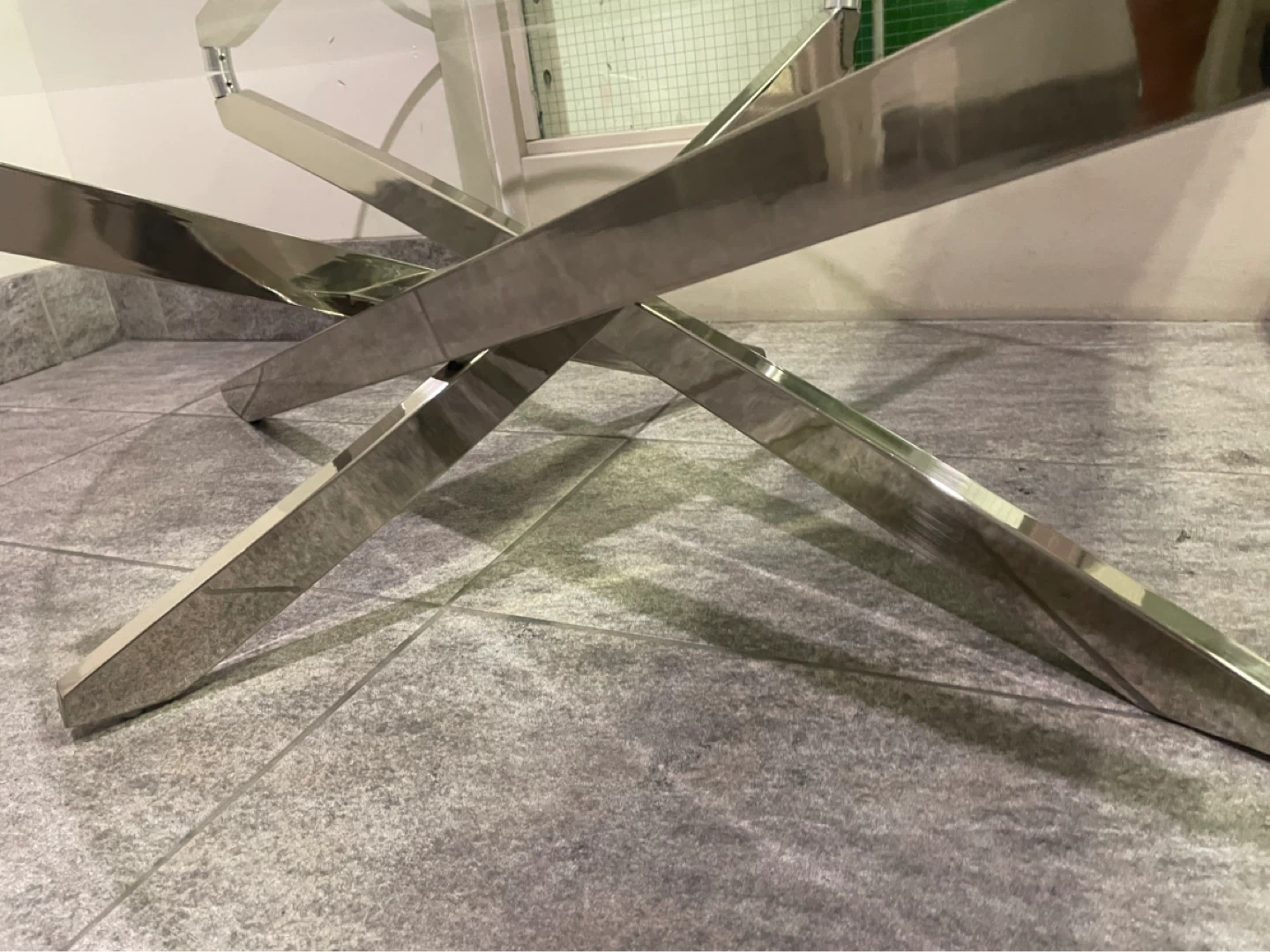Oval Glass Coffee Table with Chrome Base - photo 5