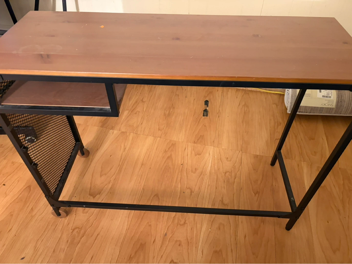 Wooden Top Desk with Black Metal Frame