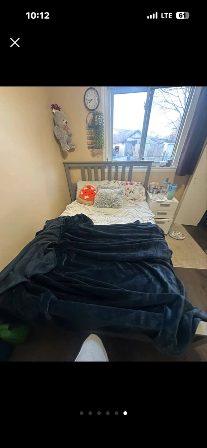 King size Bed Grey Wooden Frame