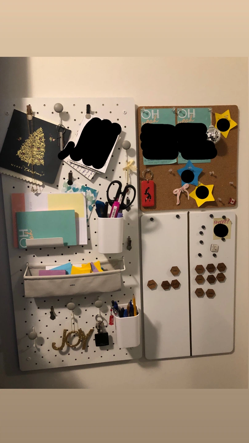 Peg board, cork board & dry erase board