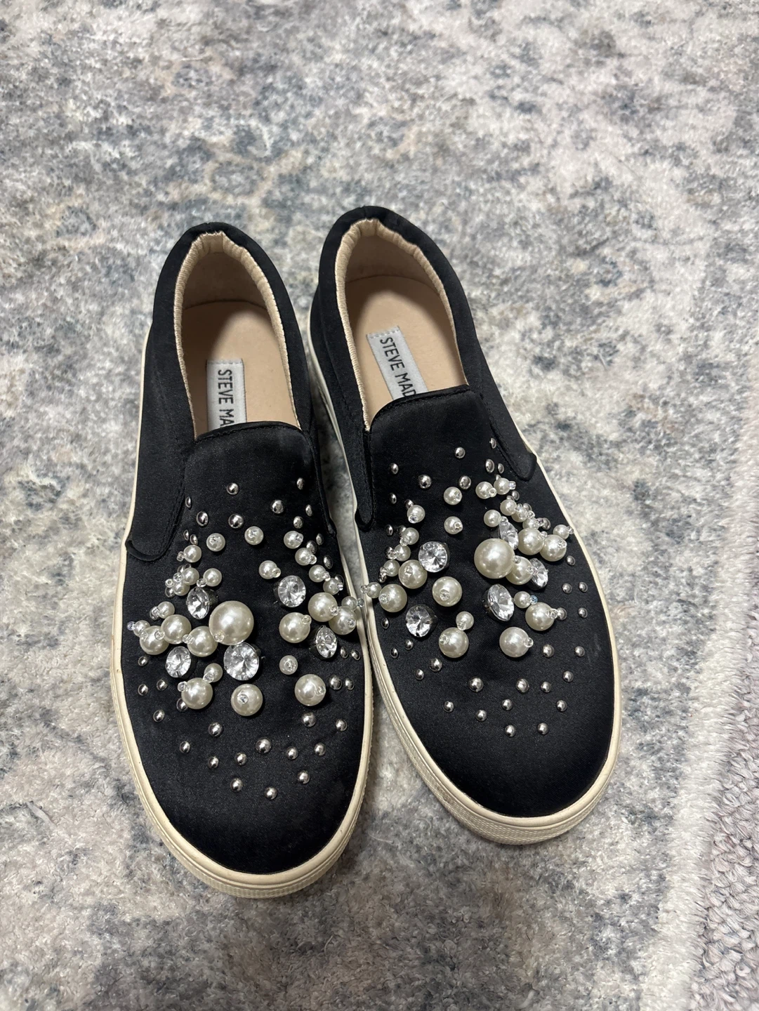 Steve Madden Black Embellished Slip-On Sneakers