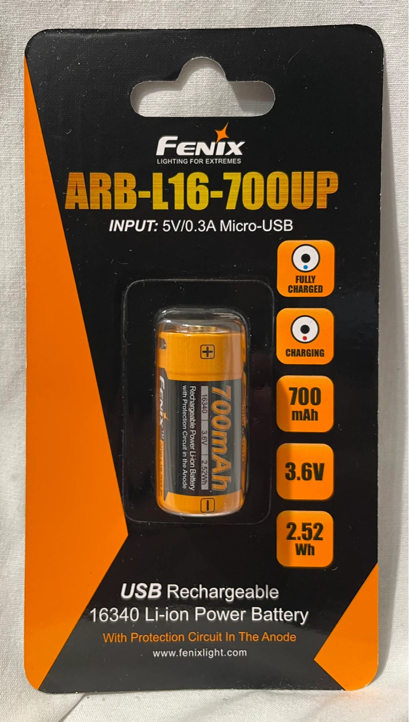 Fenix ARB-L16-700UP USB Rechargeable 16340 Li-ion Battery